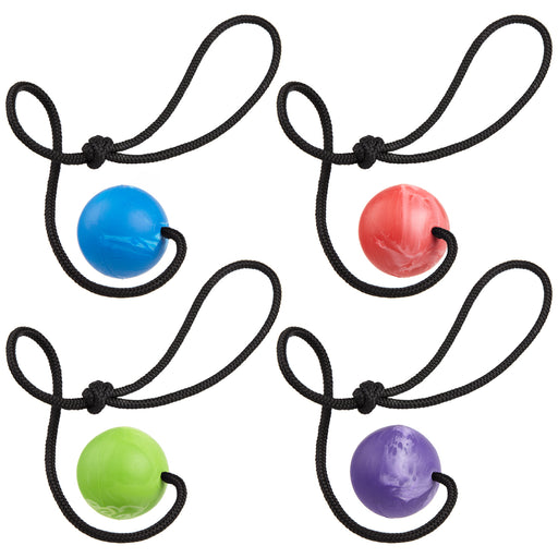 Rubber chew toys for dogs with vanilla scent, ball with rope, four colors
