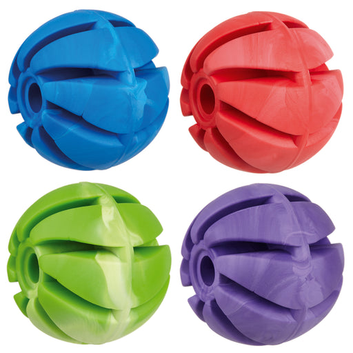 Rubber chew toys for dogs with vanilla scent, spiral ball, four colors