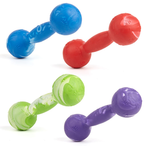 Rubber chew toys for dogs with vanilla scent, dumbbell shaped, four colors