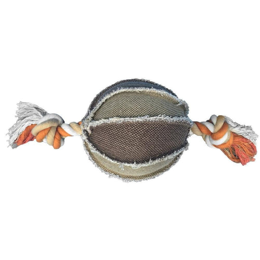 Jute dog toy for active play, round ball shaped with ropes