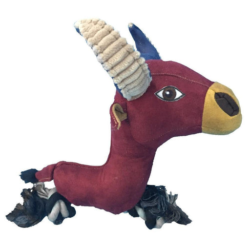 Wild cow squeaky dog toy with rope