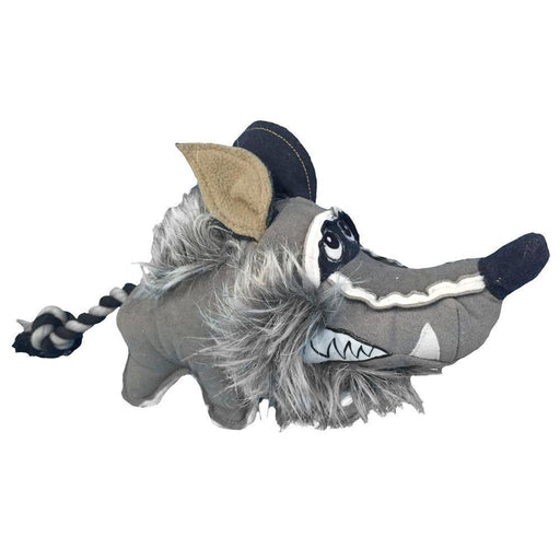 Wild wolf squeaky dog toy with rope