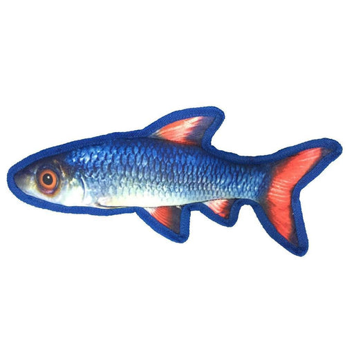 Floating in water dog toy with a squeaker, shiner fish