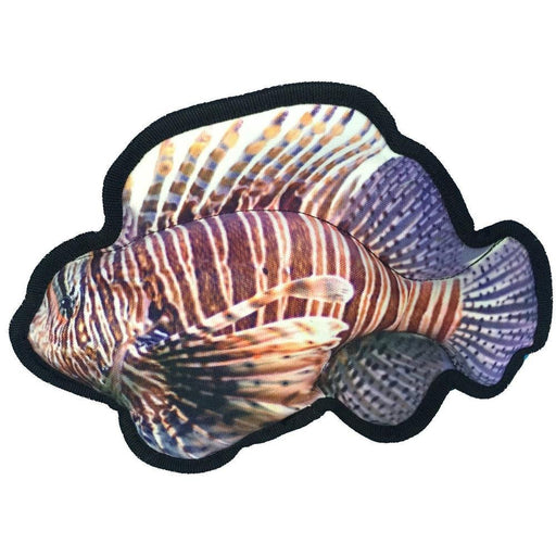 Floating in water dog toy with a squeaker, lionfish